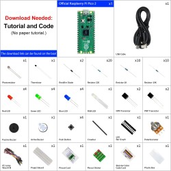 Freenove Basic Starter Kit for Raspberry Pi Pico 2 (Included), Dual Arm Cortex-M33 and Dual Hazard3 RISC-V Microcontroller, 386-