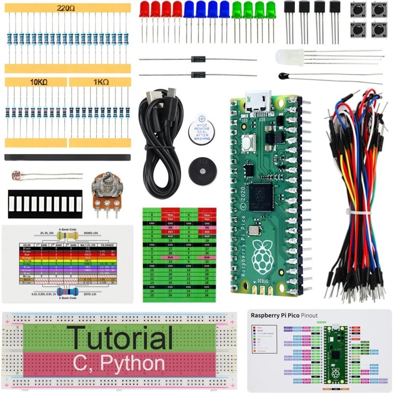 Freenove Basic Starter Kit for Raspberry Pi Pico (Included), Dual-Core Arm Cortex-M0+ Microcontroller, 386-Page Detailed Tutoria