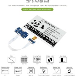 Waveshare 7.5 inch E-Paper Display Hat V2 for Home Assistant & ESPHome Projects 800x480 3.3v/5v E-Ink Electronic Screen with Emb