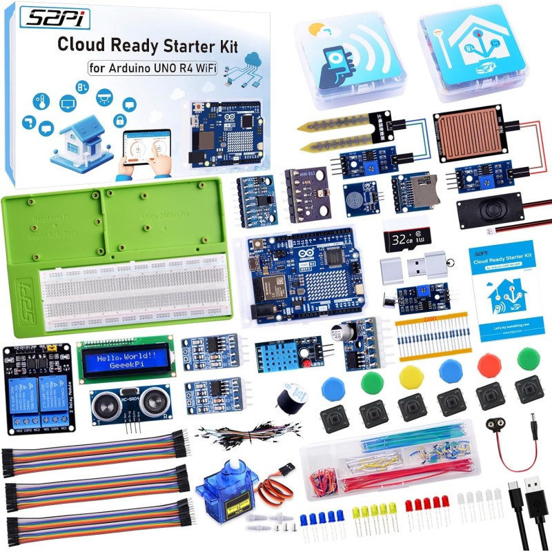 GeeekPi UNO R4 WiFi Ultimate Starter Kit, with Original UNO R4 WiFi, Smart IoT & Basic Sensor Projects with Tutorials, Compatibl