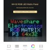 Waveshare RGB Full-Color LED Matrix Panel 64×32 Pixels Display Screen 3mm Pitch Digital LED Module Adjustable Brightness Support