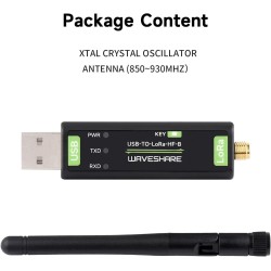 Waveshare USB to Lora Data Transfer Module, Based on SX1262, Suitable for Data Acquisition in Industry and Agriculture,XTAL Crys