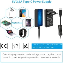 GeeekPi pour Raspberry Pi 4 4 Go Starter Kit | Alimentation 18W | Boîtier ABS | Carte mémoire de 64 Go | 2 Câbles 4k Micro HDMI 