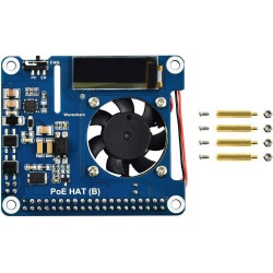 Waveshare Power Over Ethernet Hat for Raspberry Pi 3B+/4B, 802.3af-Compliant with OLED for Real-Time Monitoring Temperature, IP,