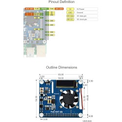 Waveshare Power Over Ethernet Hat for Raspberry Pi 3B+/4B, 802.3af-Compliant with OLED for Real-Time Monitoring Temperature, IP,