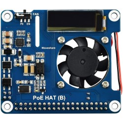 Waveshare Power Over Ethernet Hat for Raspberry Pi 3B+/4B, 802.3af-Compliant with OLED for Real-Time Monitoring Temperature, IP,