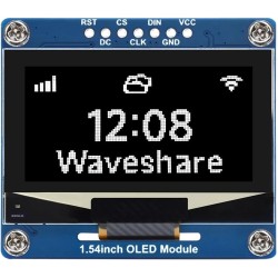 Waveshare 1.54inch oled display module(blanc display color), 128 x 64 resolution, spi / i2c communication, compatible with raspb