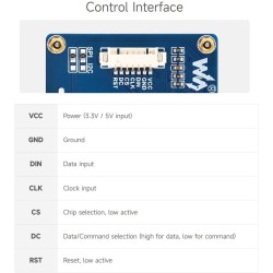 Waveshare 1.54inch oled display module(blanc display color), 128 x 64 resolution, spi / i2c communication, compatible with raspb