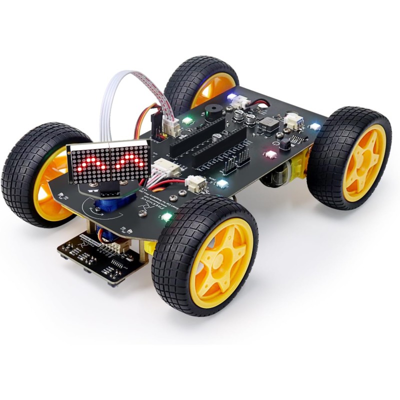 Freenove 4WD Car Kit for Raspberry Pi Pico (Not Included) (Compatible with Arduino IDE), Dot Matrix Expressions, Obstacle Avoida
