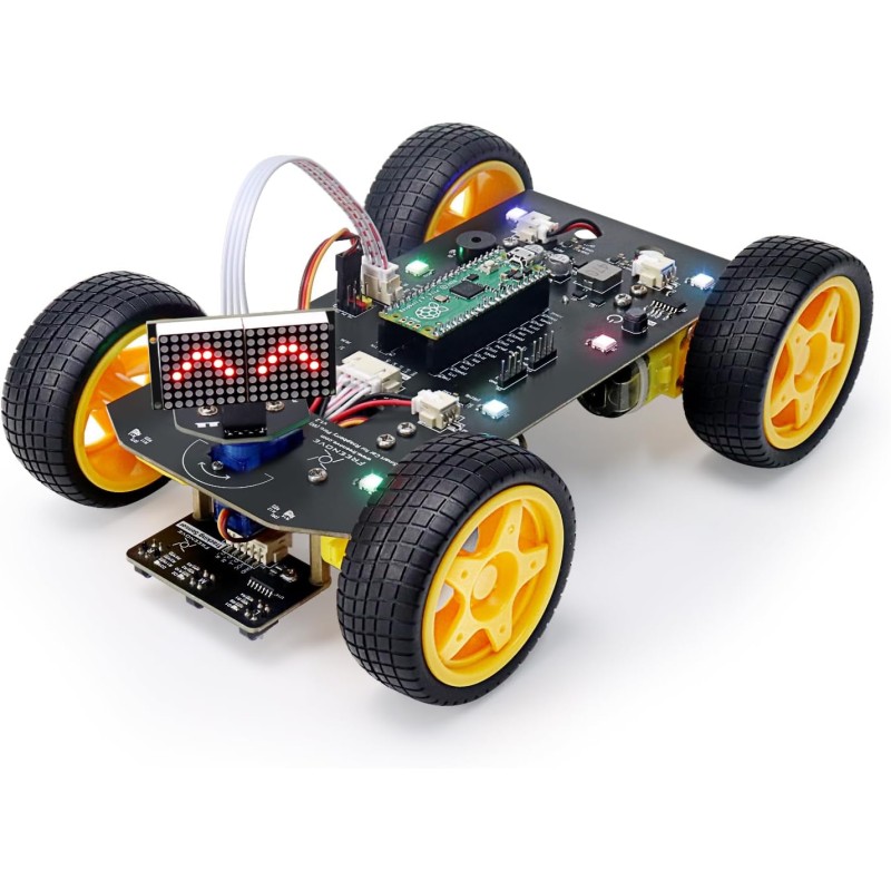 Freenove 4WD Car Kit for Raspberry Pi Pico (Included) (Compatible with Arduino IDE), Dot Matrix Expressions, Obstacle Avoidance,