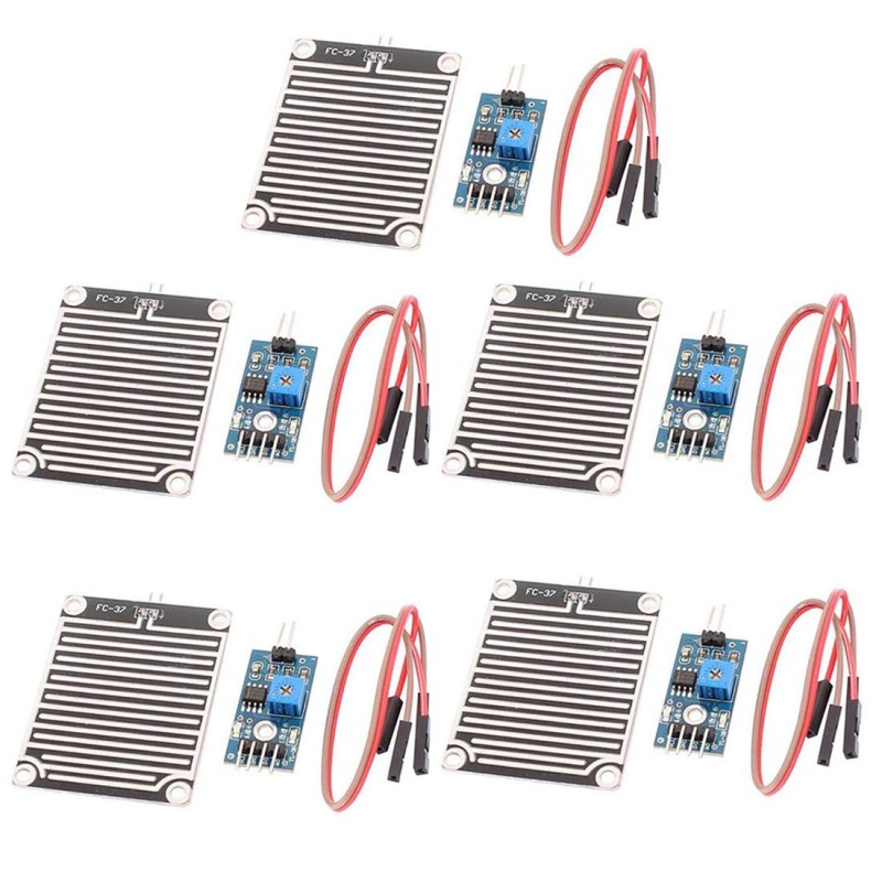 Hailege 5pcs LM393 Gouttes de pluie Capteur Météo Moniteur d’humidité Capteur Module de sensibilité à l’humidité Plaque nickelée