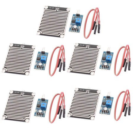 Hailege 5pcs LM393 Gouttes de pluie Capteur Météo Moniteur d’humidité Capteur Module de sensibilité à l’humidité Plaque nickelée