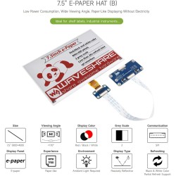 Waveshare 7.5inch e-paper display hat (b) module 800x480 resolution 3.3v e-ink electronic screen spi interface red noir white th