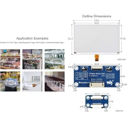 Waveshare 7.5inch e-paper display hat (b) module 800x480 resolution 3.3v e-ink electronic screen spi interface red noir white th