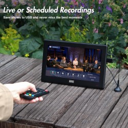 August DA100D - TV Portable 10" TNT HD avec Enregistreur Intégré, HDMI/USB/AV - Petite TV Numérique Analogique, Alimentation Sec