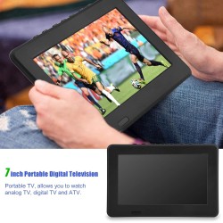 7 Pouces TV Portable, Mini TV LCD Numérique Analogique HD 1080P Lecteur de Télévision avec Batteries Rechargeables, pour Chambre