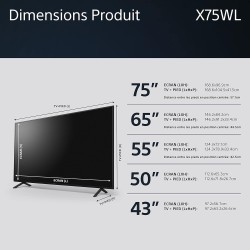 Sony TV Bravia KD-50X75WL : TV 4K Ultra HD LED | HDR | Google TV | Pack ECO | BRAVIA Core - Design Signature Sony [Classe énergé