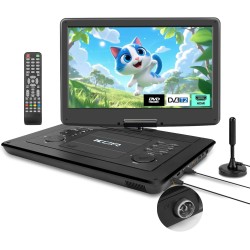 KCR Lecteur DVD portable 15,6 pouces pour enfants et voiture, écran LED de 15,6 pouces, tuner DVB-T2, batterie rechargeable, USB