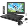 KCR Lecteur DVD portable 15,6 pouces pour enfants et voiture, écran LED de 15,6 pouces, tuner DVB-T2, batterie rechargeable, USB