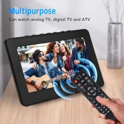 Téléviseur Portable 7 Pouces, Téléviseur Numérique LED 1080p pour Voiture, Téléviseur à Piles Rechargeables pour Regarder L'anal