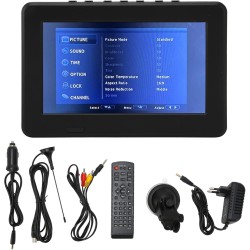 Téléviseur Portable 7 Pouces, Téléviseur Numérique LED 1080p pour Voiture, Téléviseur à Piles Rechargeables pour Regarder L'anal