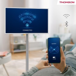 Thomson go tv 32 pouces (81 cm), téléviseur android portable – hd ready (1366x768), commande vocale, netflix, disney,google,bleu