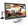 Desobry Télévision Portable 15,6 Pouces HD 1080P - TV Camping avec Batterie 3000mAh, Tuner DVB-T2, HDMI/USB/AV - pour Caravane, 