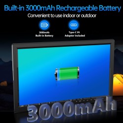 Desobry Télévision Portable 15,6 Pouces HD 1080P - TV Camping avec Batterie 3000mAh, Tuner DVB-T2, HDMI/USB/AV - pour Caravane, 