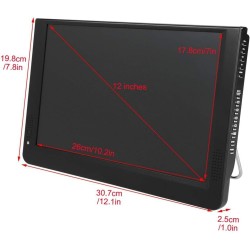 12 Pouces TV Portable,1080P 16: 9LED Mini-télévision Portable Lecteur de télévision numérique avec Chargeur de Voiture 12V pour 