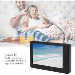 Zunate TV Numérique Portable HD 1080p 5 Pouces Interface Riche Support ATV/Radio FM Compatible Plusieurs Formats