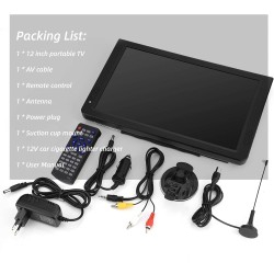 12 Pouces Téléviseur Numérique, Téléviseur Enregistreur Portable avec Support PortUSB, Fente pour Carte SD/MMC Batterie Interne 