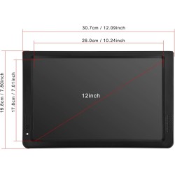12 Pouces Téléviseur Numérique, Téléviseur Enregistreur Portable avec Support PortUSB, Fente pour Carte SD/MMC Batterie Interne 