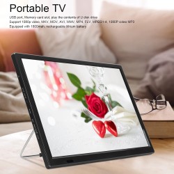 Mini Téléviseur Portable de 16 Pouces, Téléviseur de Voiture Ultra-mince HD 1080P TV Numérique pour les Voyages en Voiture des E