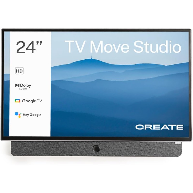 Create / tv move studio/téléviseur smart tv 24' portable/avec batterie jusqu'à 3h, écran antireflet, contrôle vocal, haute défin
