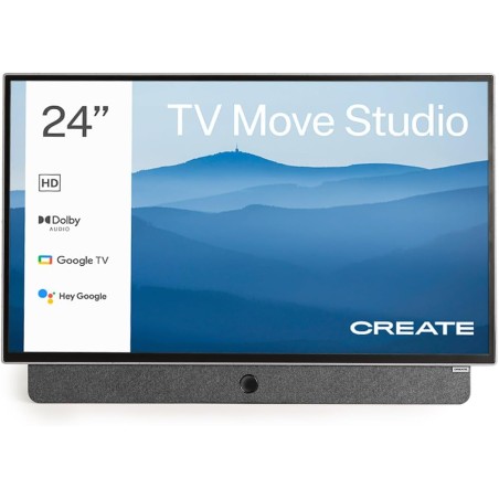 Create / tv move studio/téléviseur smart tv 24' portable/avec batterie jusqu'à 3h, écran antireflet, contrôle vocal, haute défin