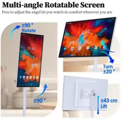 Téléviseur Portable 32 Pouces - écran Tactile 1080p sur roulettes avec Caméra 8 Mpx, Stockage 8 Go + 128 Go, Batterie 10 000 Mah