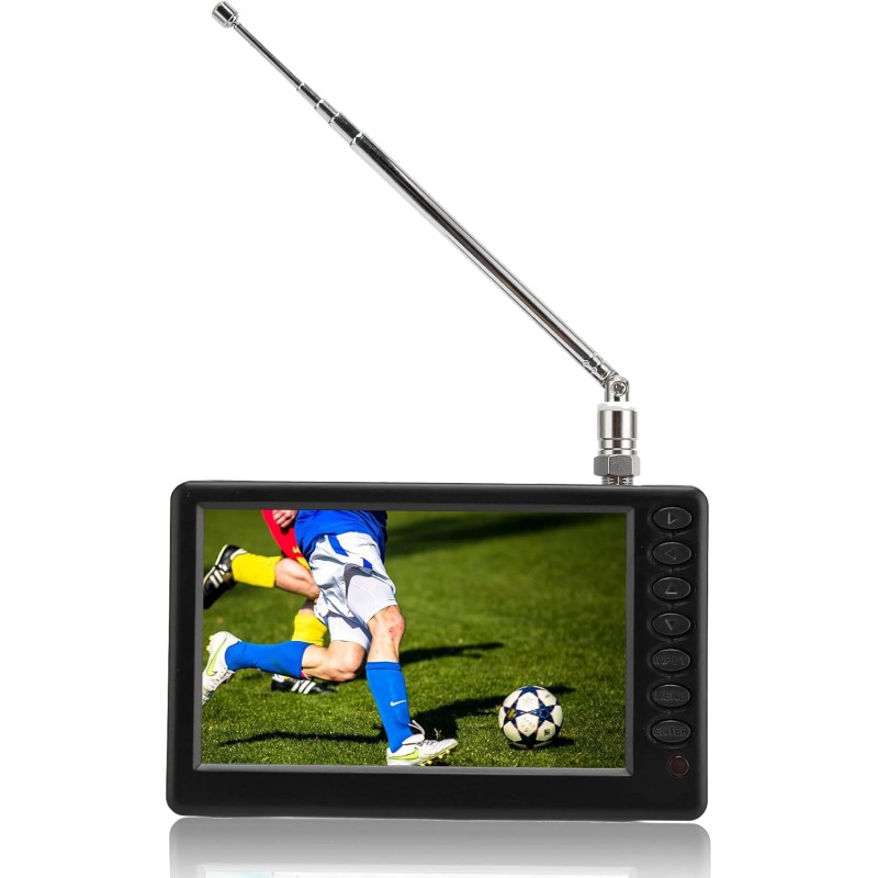 Téléviseur Portable 5 Pouces, 1080P ISDB T Pocket TV Numérique Compact TV, avec Batterie Rechargeable 1500 MAh, Prise en Charge 