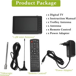 Téléviseur Portable 5 Pouces, 1080P ISDB T Pocket TV Numérique Compact TV, avec Batterie Rechargeable 1500 MAh, Prise en Charge 