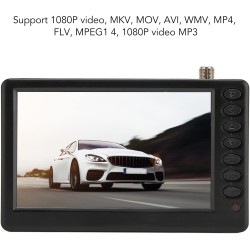 Téléviseur Portable 5 Pouces, 1080P ISDB T Pocket TV Numérique Compact TV, avec Batterie Rechargeable 1500 MAh, Prise en Charge 