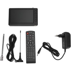 GOWENIC Téléviseur Portable 5 Pouces avec Support, Mini Télévision Numérique Rechargeable 1080p, Conforme ISDB T, pour la Pêche,