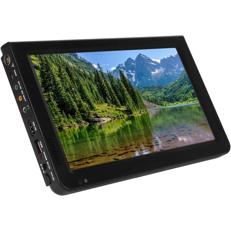 TV Numérique Portable 10 Pouces, écran TFT LED HD, pour Voiture, Caravane, Camping, Extérieur ou Cuisine, Batterie Intégrée, Pre