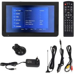 TV Numérique Portable 10 Pouces, écran TFT LED HD, pour Voiture, Caravane, Camping, Extérieur ou Cuisine, Batterie Intégrée, Pre