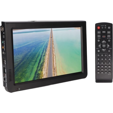 Téléviseur Portable 10 Pouces, Télévision Numérique à Batterie Rechargeable 1080p avec 2 Haut-parleurs, Port USB, Entrée AV, Pet