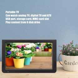 Téléviseur Portable 10 Pouces, Télévision Numérique à Batterie Rechargeable 1080p avec 2 Haut-parleurs, Port USB, Entrée AV, Pet