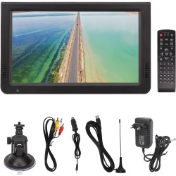 Téléviseur Portable 10 Pouces, Télévision Numérique à Batterie Rechargeable 1080p avec 2 Haut-parleurs, Port USB, Entrée AV, Pet