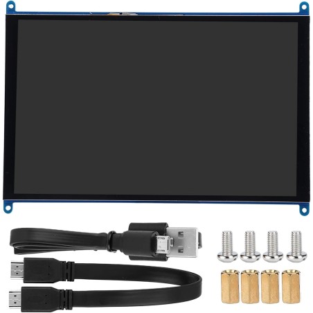 ASHATA pour L'écran D'affichage, 10 Pouces 1024 X 600 IPS HD HDMI Commutateur de Rétroéclairage D'écran avec Fonction Tactile, p
