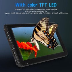 TV Numérique Portable 10 Pouces, TV LCD Grand écran de Voiture avec Batterie au Lithium 1500 MAh, Prise en de la Télévision Anal