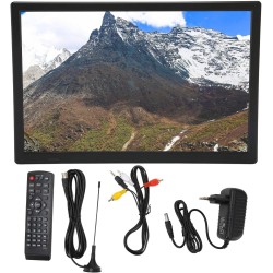 Moniteur LED TV Portable 16 Pouces, écran HD LED TV avec Batterie au Lithium Rechargeable, pour Voiture, Caravane, Camping, Exté