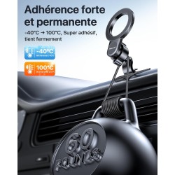 Miracase [2 en 1] Support Telephone Voiture pour Magsafe 2025 Super Magnétique 360°Rotation Aimant Telephone Voiture pour iPhone