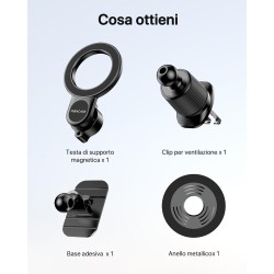 Miracase [2 en 1] Support Telephone Voiture pour Magsafe 2025 Super Magnétique 360°Rotation Aimant Telephone Voiture pour iPhone